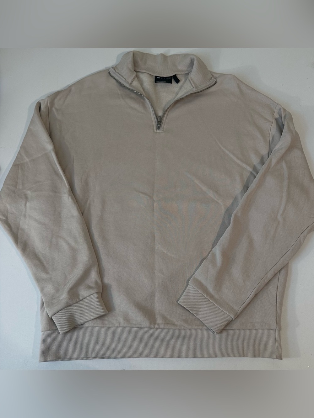 ASOS - MENS - HALF ZIP NEUTRAL BEIEGE TAN SWEATER